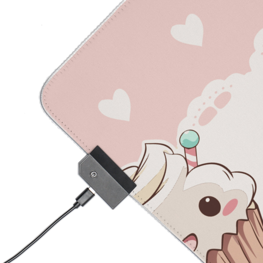 Customizable Kawaii Pink Cupcake LED Lit Mousepad