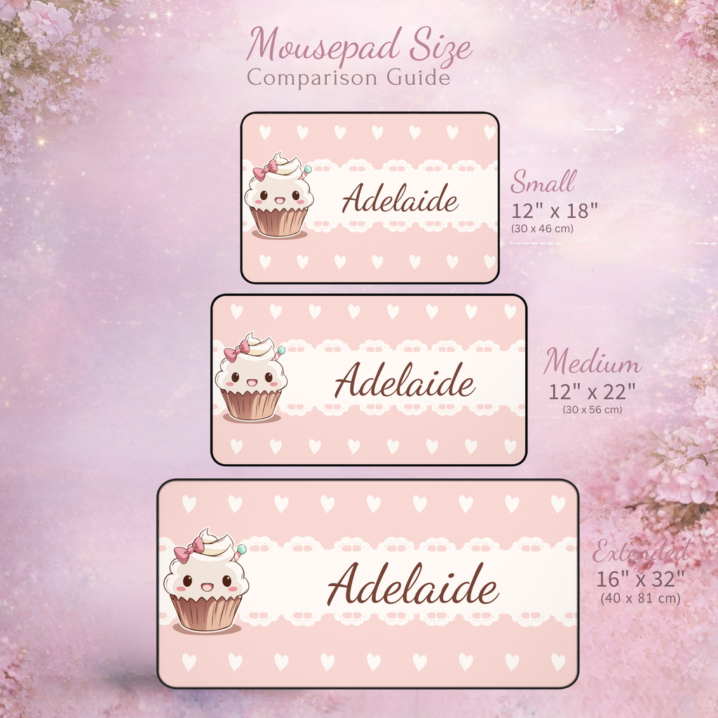 Customizable Pink Kawaii Cupcake Desk Mat