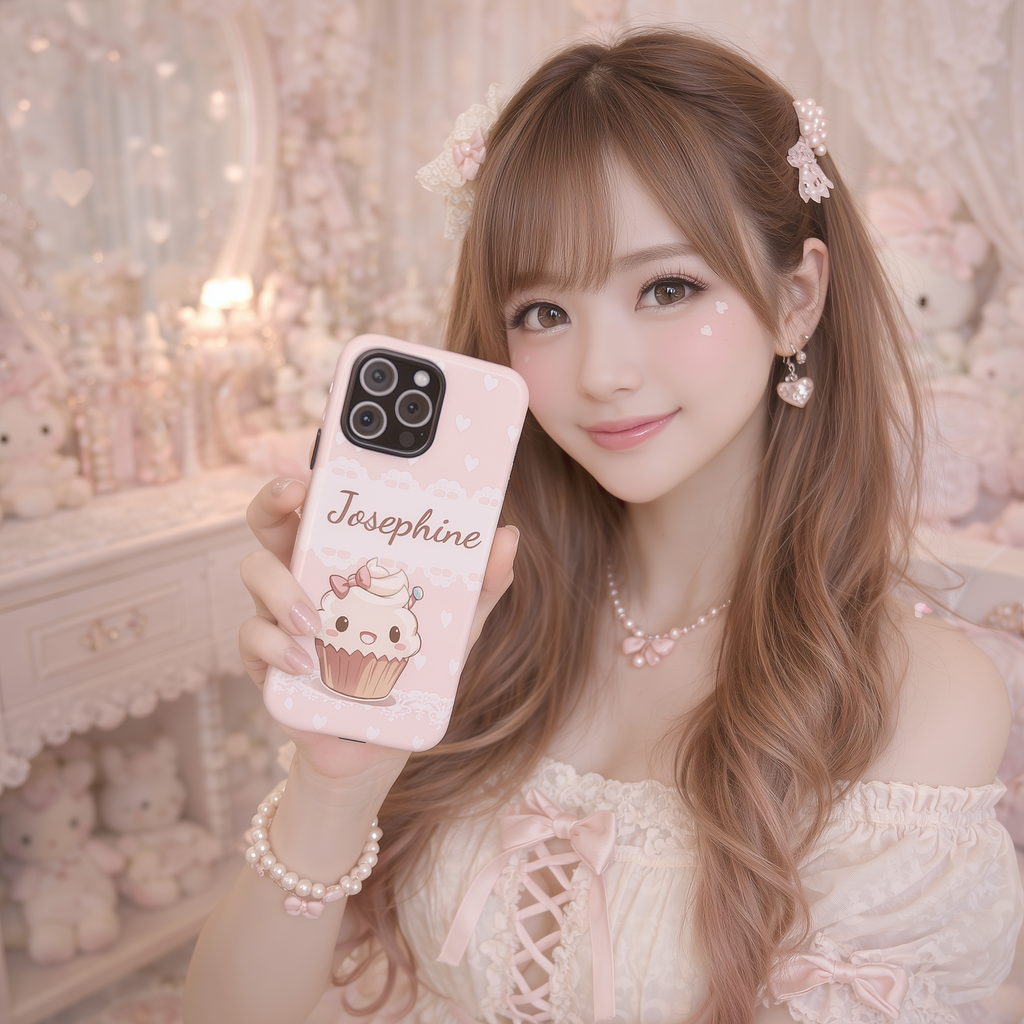 Kawaii Pink Lace & Hearts Phone Case — Customizable Cute Tough Cellphone Case
