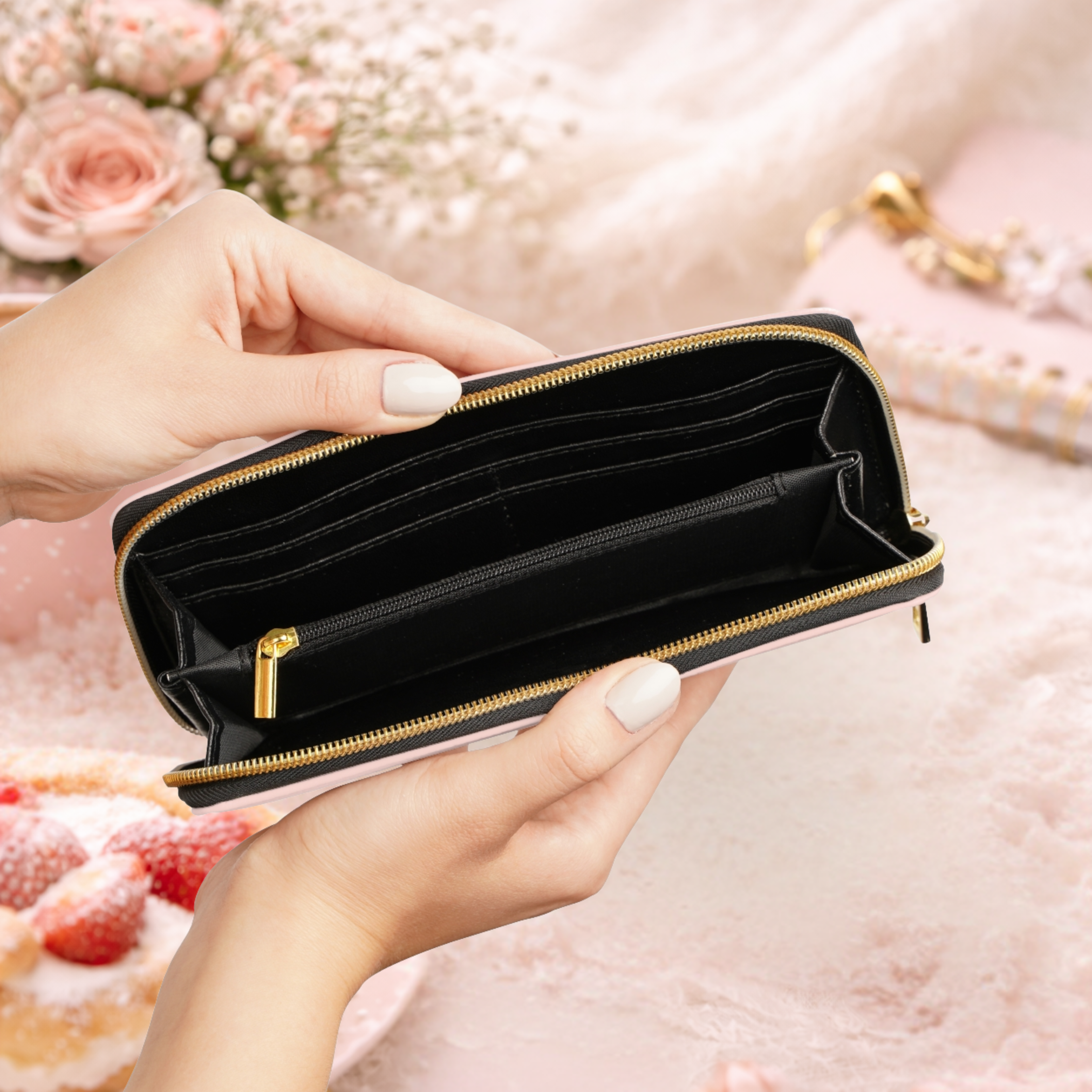 Customizable Kawaii Pink Cupcake Zipper Wallet