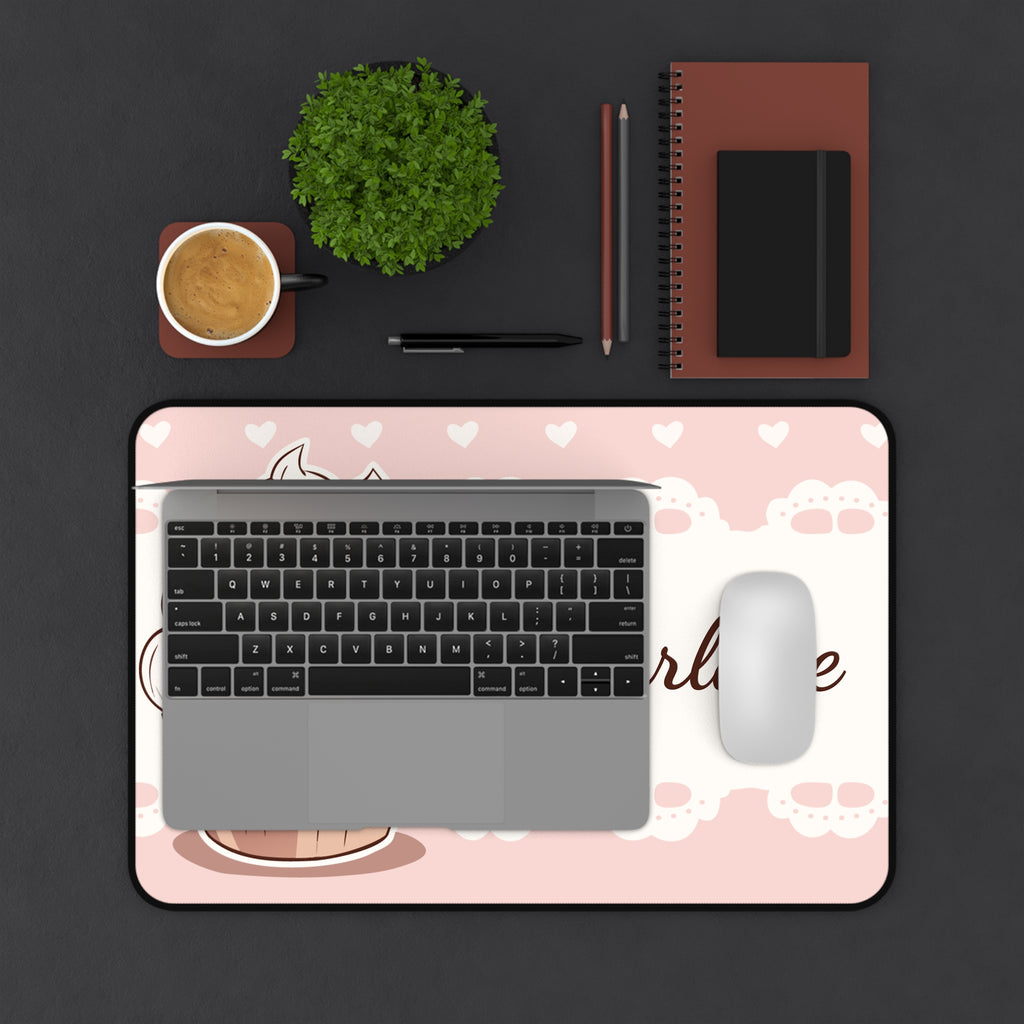 Kawaii Cupcake Desk Mat Personalized, Custom Name Mousepad, Cute Desk Pad, Pink Aesthetic Desk Setup, Kawaii Office Decor