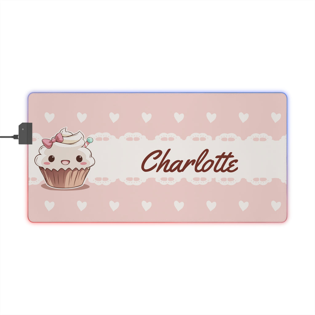 Customizable Kawaii Pink Cupcake LED Lit Mousepad