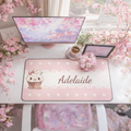 Customizable Pink Kawaii Cupcake Desk Mat